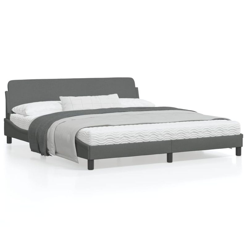 Casa si Gradina - Mobilier - Paturi si accesorii - Paturi - Cadru de pat cu tablie, gri inchis, 180x200 cm, textil - Infinity.ro