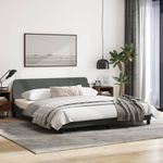Casa si Gradina - Mobilier - Paturi si accesorii - Paturi - Cadru de pat cu tablie, gri inchis, 180x200 cm, textil - Infinity.ro
