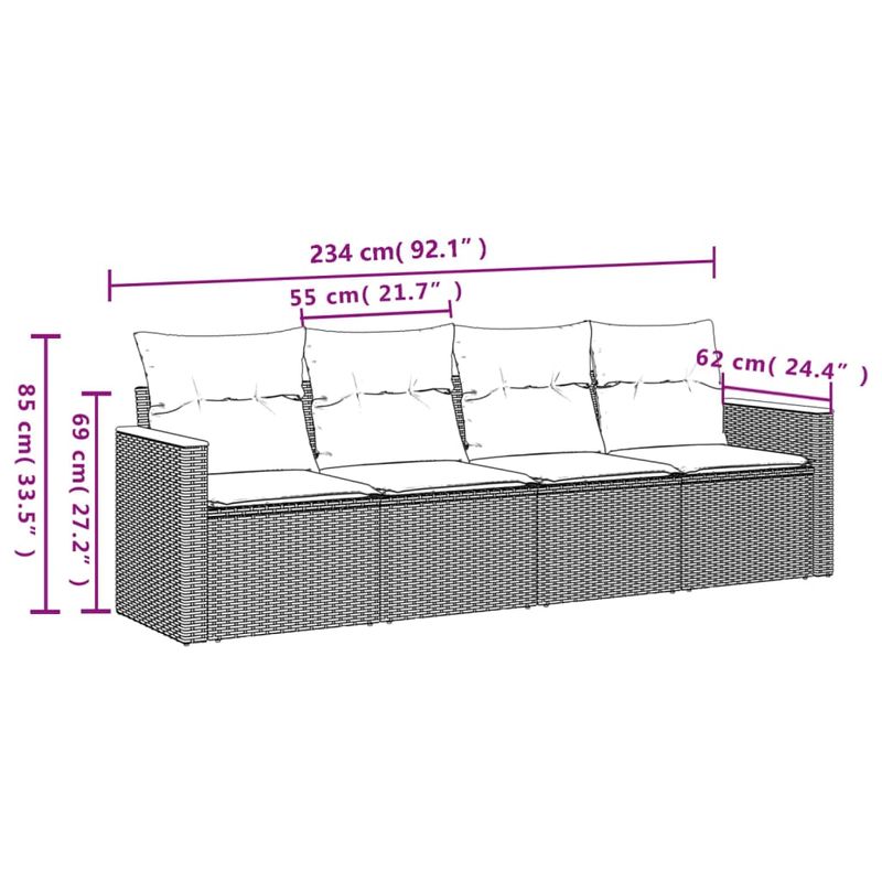 Casa si Gradina - Gradina si terasa - Mobilier exterior - Seturi mobila gradina - Set canapele de gradina, 4 piese, cu perne, mix bej, poliratan - Infinity.ro