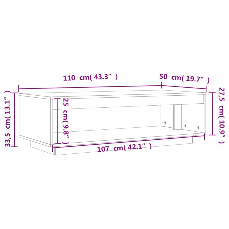 Casa si Gradina - Mobilier - Mese si birouri - Masute de cafea - Masuta de cafea, maro ceruit, 110x50x33,5 cm, lemn masiv pin - Infinity.ro