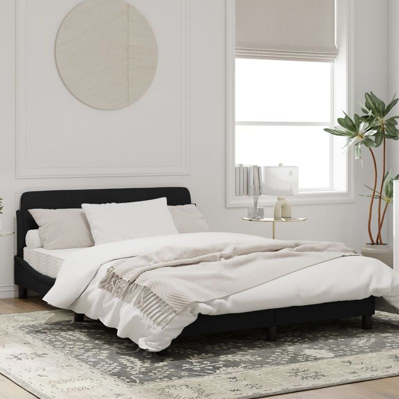 Casa si Gradina - Mobilier - Paturi si accesorii - Paturi - Cadru de pat cu tablie, negru, 140x190 cm, catifea - Infinity.ro