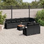 Casa si Gradina - Gradina si terasa - Mobilier exterior - Seturi mobila gradina - Set mobilier de gradina cu perne, 9 piese, negru, poliratan - Infinity.ro