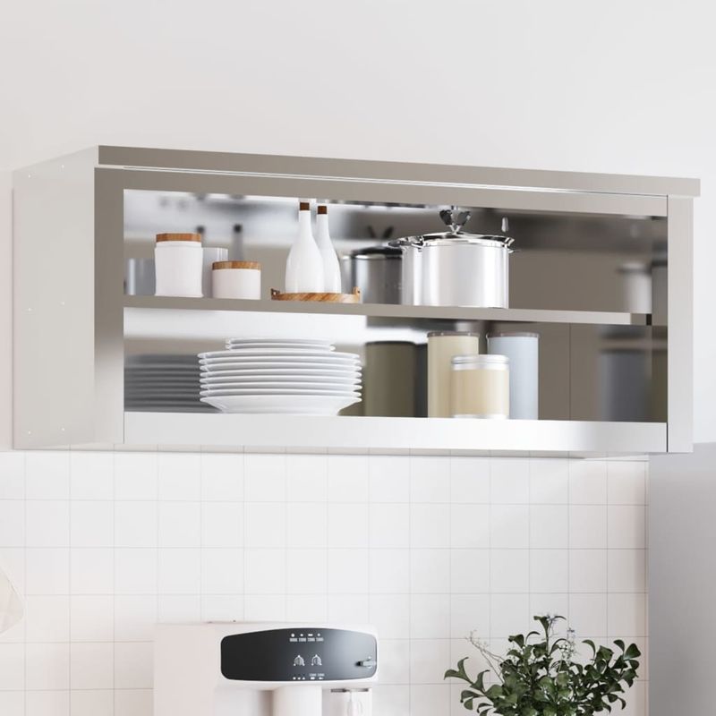 Casa si Gradina - Mobilier - Seturi de mobilier - Seturi bucatarie - Dulap bucatarie de perete cu raft, otel inoxidabil, mărime 110x40x46 cm - Infinity.ro