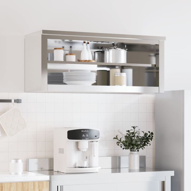 Casa si Gradina - Mobilier - Seturi de mobilier - Seturi bucatarie - Dulap bucatarie de perete cu raft, otel inoxidabil, mărime 110x40x46 cm - Infinity.ro