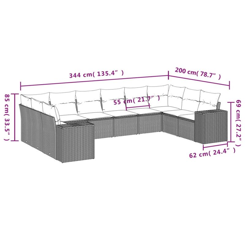 Casa si Gradina - Gradina si terasa - Mobilier exterior - Seturi mobila gradina - Set canapele de gradina cu perne, 10 piese, negru, poliratan - Infinity.ro
