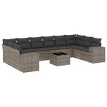 Casa si Gradina - Gradina si terasa - Mobilier exterior - Seturi mobila gradina - Set canapele de gradina cu perne, 11 piese, gri, poliratan - Infinity.ro