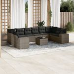 Casa si Gradina - Gradina si terasa - Mobilier exterior - Seturi mobila gradina - Set canapele de gradina cu perne, 11 piese, gri, poliratan - Infinity.ro