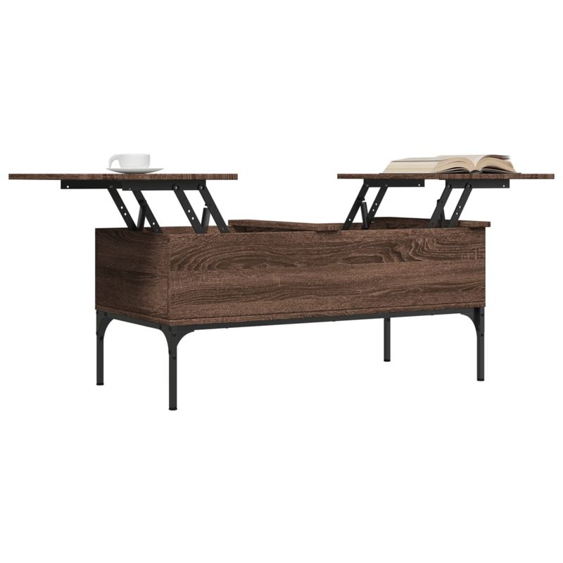Casa si Gradina - Mobilier - Mese si birouri - Masute de cafea - Masuta cafea, stejar maro, 100x50x45 cm, lemn prelucrat/metal - Infinity.ro