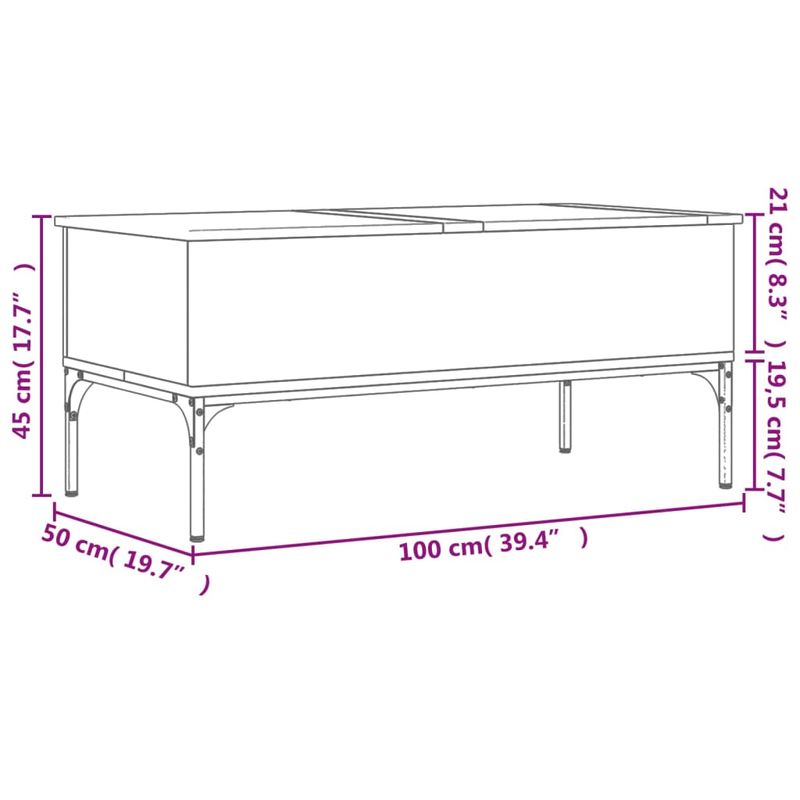 Casa si Gradina - Mobilier - Mese si birouri - Masute de cafea - Masuta cafea, stejar maro, 100x50x45 cm, lemn prelucrat/metal - Infinity.ro