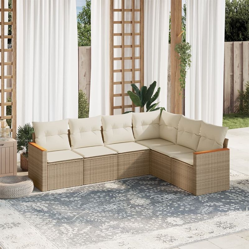 Casa si Gradina - Gradina si terasa - Mobilier exterior - Seturi mobila gradina - Set canapele de gradina cu perne, 6 piese, bej, poliratan - Infinity.ro