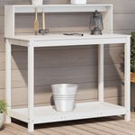 Casa si Gradina - Gradinarit si plante - Plante si ghivece - Ghivece si suporturi - Masa de plantare cu rafturi alb 108x50x109,5 cm lemn masiv pin - Infinity.ro