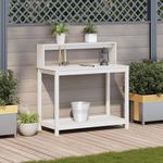 Casa si Gradina - Gradinarit si plante - Plante si ghivece - Ghivece si suporturi - Masa de plantare cu rafturi alb 108x50x109,5 cm lemn masiv pin - Infinity.ro