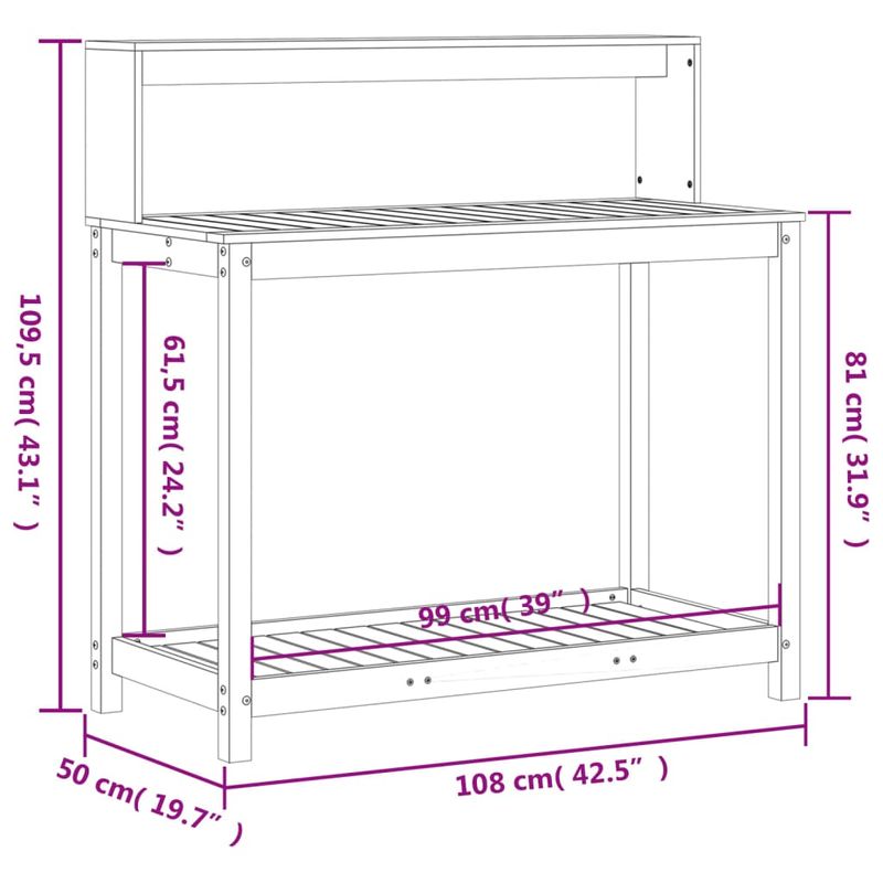Casa si Gradina - Gradinarit si plante - Plante si ghivece - Ghivece si suporturi - Masa de plantare cu rafturi alb 108x50x109,5 cm lemn masiv pin - Infinity.ro