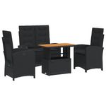 Casa si Gradina - Gradina si terasa - Mobilier exterior - Seturi mobila gradina - Set mobilier de gradina cu perne, 4 piese, negru, poliratan - Infinity.ro