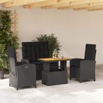 Casa si Gradina - Gradina si terasa - Mobilier exterior - Seturi mobila gradina - Set mobilier de gradina cu perne, 4 piese, negru, poliratan - Infinity.ro