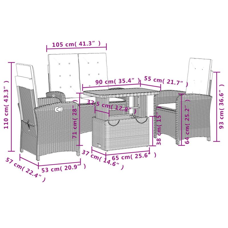 Casa si Gradina - Gradina si terasa - Mobilier exterior - Seturi mobila gradina - Set mobilier de gradina cu perne, 4 piese, negru, poliratan - Infinity.ro