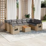Casa si Gradina - Gradina si terasa - Mobilier exterior - Canapele si fotolii gradina - Set canapele de gradina cu perne, 10 piese, bej, poliratan - Infinity.ro