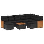 Casa si Gradina - Gradina si terasa - Mobilier exterior - Seturi mobila gradina - Set canapele de gradina cu perne, 10 piese, negru, poliratan - Infinity.ro