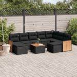 Casa si Gradina - Gradina si terasa - Mobilier exterior - Seturi mobila gradina - Set canapele de gradina cu perne, 10 piese, negru, poliratan - Infinity.ro