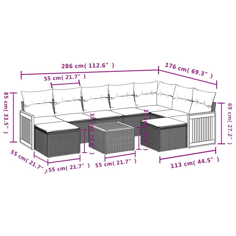 Casa si Gradina - Gradina si terasa - Mobilier exterior - Seturi mobila gradina - Set canapele de gradina cu perne, 10 piese, negru, poliratan - Infinity.ro
