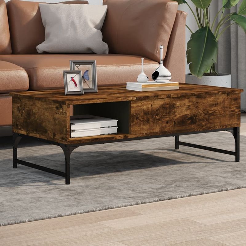 Casa si Gradina - Mobilier - Mese si birouri - Masute de cafea - Masuta de cafea stejar fumuriu 100x50x35cm lemn prelucrat/metal - Infinity.ro