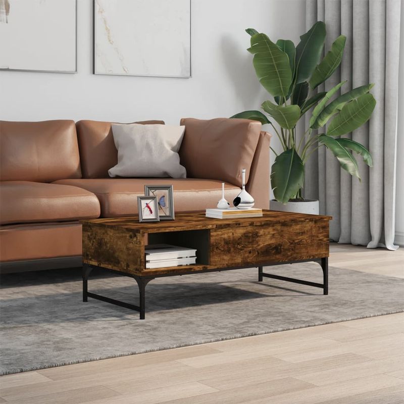 Casa si Gradina - Mobilier - Mese si birouri - Masute de cafea - Masuta de cafea stejar fumuriu 100x50x35cm lemn prelucrat/metal - Infinity.ro