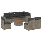 Casa si Gradina - Gradina si terasa - Mobilier exterior - Seturi mobila gradina - Set canapele de gradina, 9 piese, cu perne, gri, poliratan - Infinity.ro
