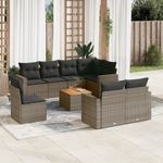 Casa si Gradina - Gradina si terasa - Mobilier exterior - Seturi mobila gradina - Set canapele de gradina, 9 piese, cu perne, gri, poliratan - Infinity.ro