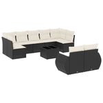 Casa si Gradina - Gradina si terasa - Mobilier exterior - Canapele si fotolii gradina - Set canapele de gradina cu perne, 10 piese, negru, poliratan - Infinity.ro