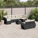 Casa si Gradina - Gradina si terasa - Mobilier exterior - Canapele si fotolii gradina - Set canapele de gradina cu perne, 10 piese, negru, poliratan - Infinity.ro