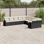 Casa si Gradina - Gradina si terasa - Mobilier exterior - Seturi mobila gradina - Set canapele de gradina cu perne, 10 piese, negru, poliratan - Infinity.ro
