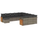 Casa si Gradina - Gradina si terasa - Mobilier exterior - Seturi mobila gradina - Set canapea de gradina cu perne, 12 piese, gri, poliratan - Infinity.ro