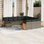 Casa si Gradina - Gradina si terasa - Mobilier exterior - Seturi mobila gradina - Set canapea de gradina cu perne, 12 piese, gri, poliratan - Infinity.ro