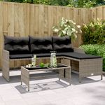 Casa si Gradina - Gradina si terasa - Mobilier exterior - Canapele si fotolii gradina - Canapea de gradina cu masa/perne, forma de L, poliratan gri - Infinity.ro