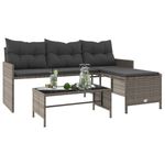 Casa si Gradina - Gradina si terasa - Mobilier exterior - Canapele si fotolii gradina - Canapea de gradina cu masa/perne, forma de L, poliratan gri - Infinity.ro