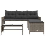 Casa si Gradina - Gradina si terasa - Mobilier exterior - Canapele si fotolii gradina - Canapea de gradina cu masa/perne, forma de L, poliratan gri - Infinity.ro