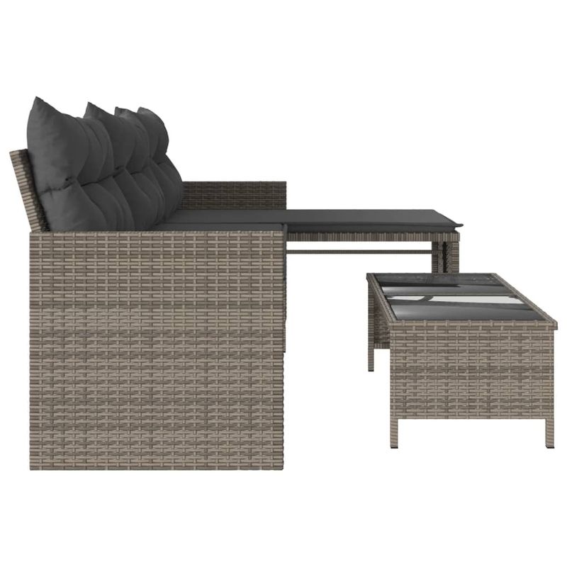 Casa si Gradina - Gradina si terasa - Mobilier exterior - Canapele si fotolii gradina - Canapea de gradina cu masa/perne, forma de L, poliratan gri - Infinity.ro