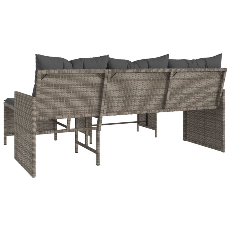 Casa si Gradina - Gradina si terasa - Mobilier exterior - Canapele si fotolii gradina - Canapea de gradina cu masa/perne, forma de L, poliratan gri - Infinity.ro