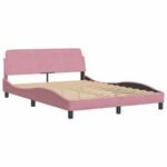 Casa si Gradina - Mobilier - Paturi si accesorii - Paturi - Cadru de pat cu tablie, roz, 120x200 cm, catifea - Infinity.ro