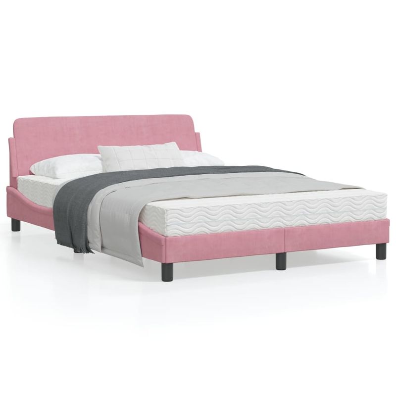 Casa si Gradina - Mobilier - Paturi si accesorii - Paturi - Cadru de pat cu tablie, roz, 120x200 cm, catifea - Infinity.ro