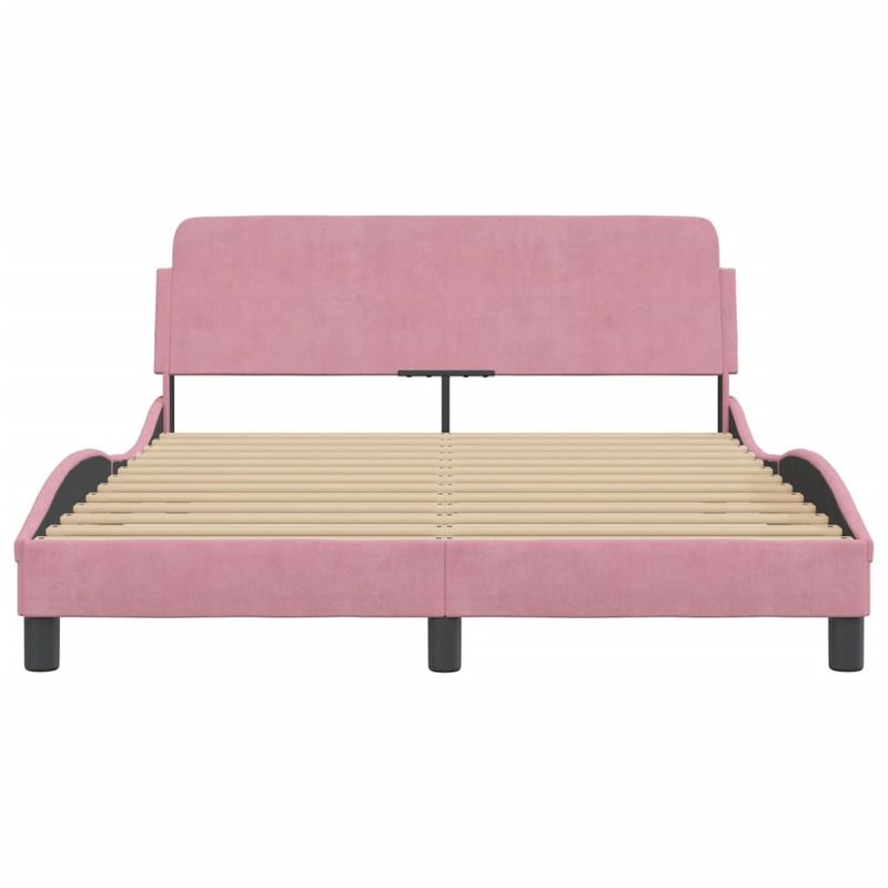 Casa si Gradina - Mobilier - Paturi si accesorii - Paturi - Cadru de pat cu tablie, roz, 120x200 cm, catifea - Infinity.ro
