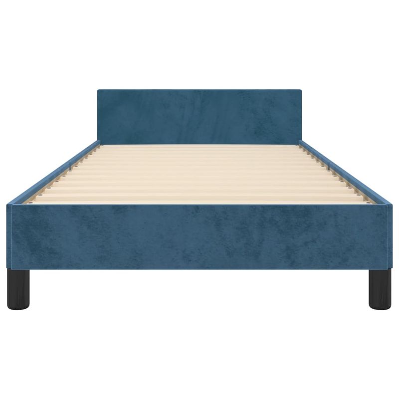 Casa si Gradina - Mobilier - Paturi si accesorii - Paturi - Cadru de pat cu tablie, albastru inchis, 90x190 cm, catifea - Infinity.ro