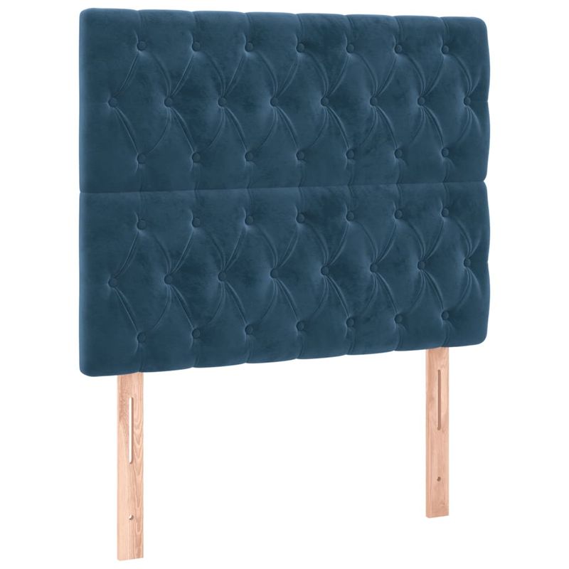 Casa si Gradina - Mobilier - Paturi si accesorii - Paturi - Cadru de pat cu tablie, albastru inchis, 90x190 cm, catifea - Infinity.ro
