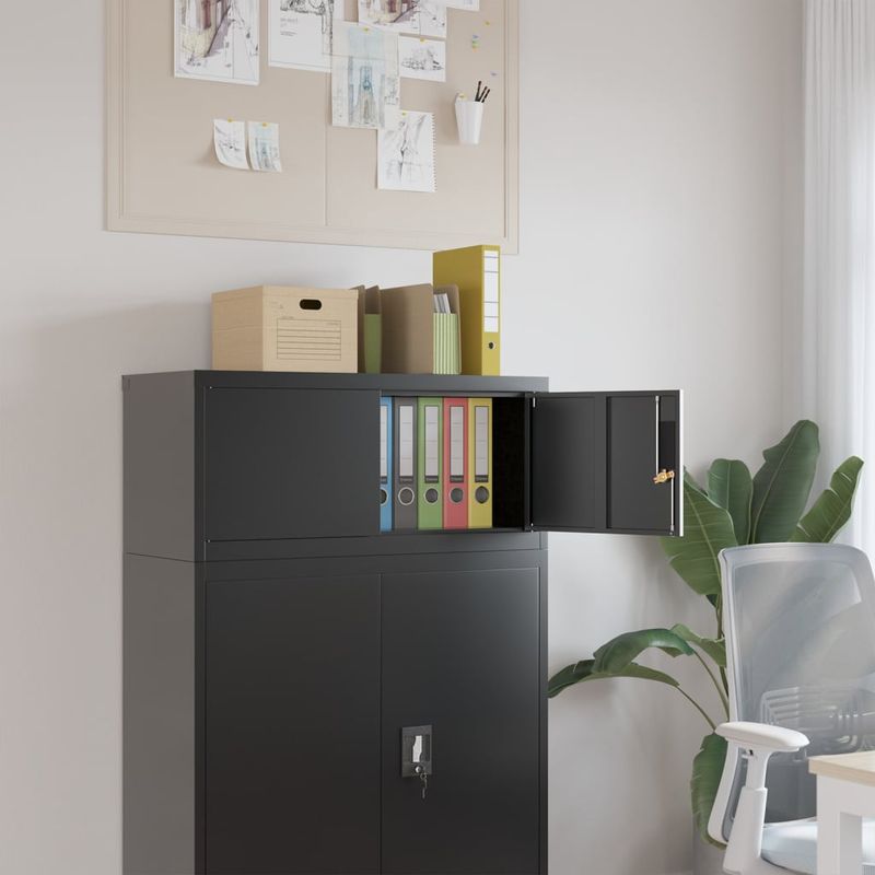 Casa si Gradina - Constructii - Depozitare, transport si protectie - Rafturi, fisete si vestiare - Fiset, negru, 90x40x40 cm, otel - Infinity.ro