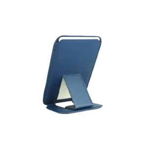 Suport telefon pliabil 2in1 Albastru ,magnetic ,multifunctional ,pentru Iphone ,port carduri , din piele PU , 85x55x3 mm