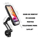 Laptop, Telefoane si Tablete - Telefoane mobile si accesorii - Accesorii Telefoane - Suport si docking telefoane - Suport telefon universal cu prindere ghidon, negru , diagonala 6,8 ", material ABS , rezistent la apa , 193X99.2X25 mm - Infinity.ro