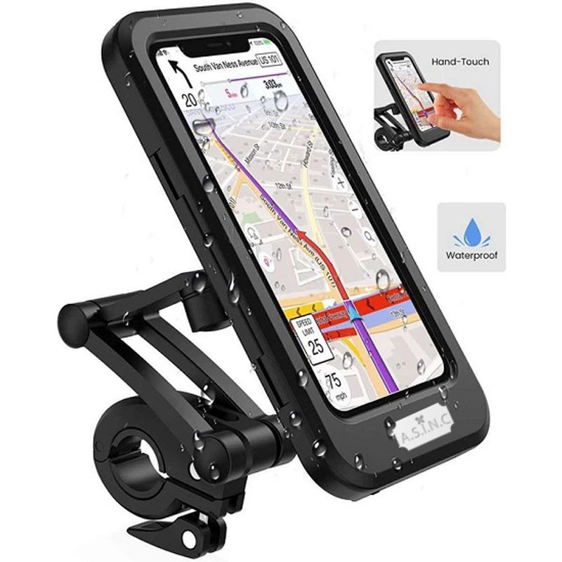 Laptop, Telefoane si Tablete - Telefoane mobile si accesorii - Accesorii Telefoane - Suport si docking telefoane - Suport telefon universal cu prindere ghidon, negru , diagonala 6,8 ", material ABS , rezistent la apa , 193X99.2X25 mm - Infinity.ro