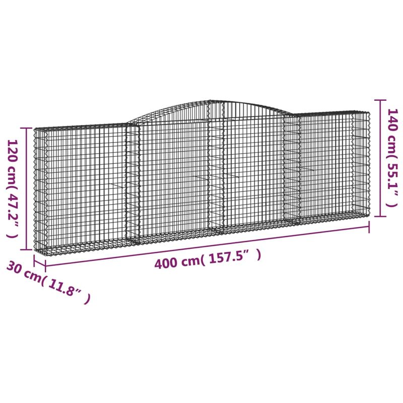 Casa si Gradina - Gradinarit si plante - Plante si ghivece - Ghivece si suporturi - Cosuri gabion arcuite 25 buc. 400x30x120/140cm fier galvanizat - Infinity.ro