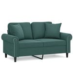 Casa si Gradina - Mobilier - Canapele si coltare - Canapele - Canapea cu 2 locuri cu pernute, verde inchis, 120 cm, catifea - Infinity.ro