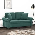 Casa si Gradina - Mobilier - Canapele si coltare - Canapele - Canapea cu 2 locuri cu pernute, verde inchis, 120 cm, catifea - Infinity.ro